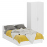 Кровать 1400 + Шкаф 2-х створчатый Стандарт, цвет белый, ШхГхВ 143,5х203,5х70 + 90х52х200 см., сп.м. 1400х2000 мм., без матраса, основание есть