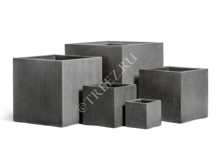 Кашпо TREEZ Effectory - Beton - Куб - Тёмно-серый бетон 41.3317-02-005-GR/XL-30