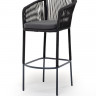 Барный стул &quot;Марсель&quot; из роупа, каркас стальной серый, роуп темно-серый, ткань темно-серая