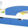 Кровать детская Дельфин, 800х1800 мдф глян белый/синий (правая)