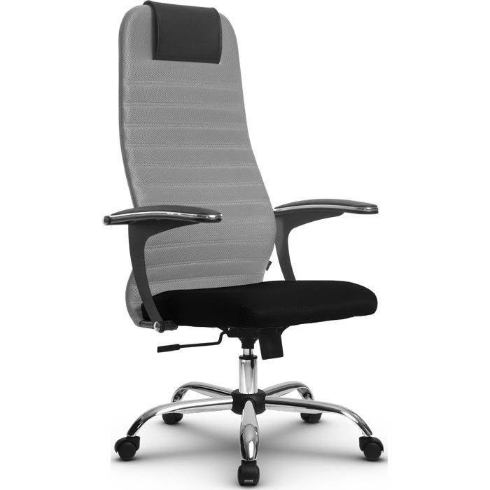Кресло для руководителя Метта SU-BU158-10 Ch светло-серый, ткань, крестовина хром