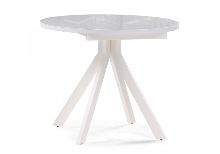 Стеклянный стол Ален 90(120)х90х77 белый