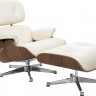 Кресло Eames Lounge Chair &amp; Ottoman тепло-белая кожа/орех Premium U.S. version