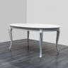 Обеденный стол раздвижной отделка кремовый полуматовый лак (Cipria), декор на ножках сусальное серебро (silver leaf) GC.DT.MV.338