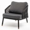 Кресло плетеное &quot;Верона&quot; из роупа, каркас алюминий темно-серый (RAL7024) шагрень, роуп темно-серый круглый, ткань темно-серая