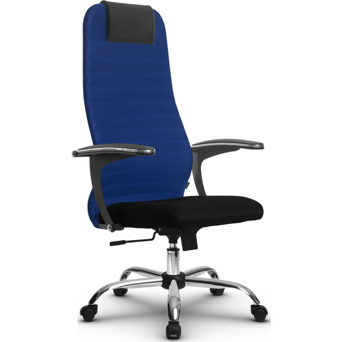 Кресло для руководителя Метта SU-BU158-10 Ch синий, ткань, крестовина хром