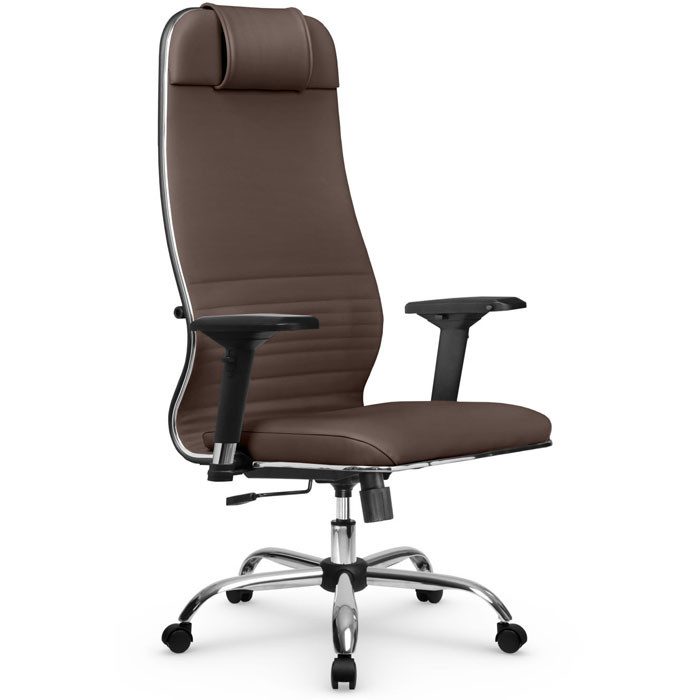 Кресло для руководителя Метта L 1m 38K2/4D светло-коричневый, MPES, топ-ган, крестовина хром