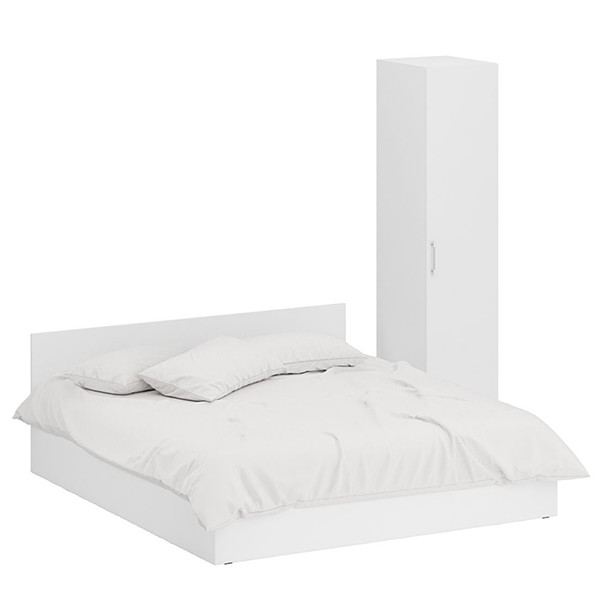 Кровать 1800 + Пенал Стандарт, цвет белый, ШхГхВ 183,5х203,5х70 + 45х52х200 см., сп.м. 1800х2000 мм., без матраса, основание есть