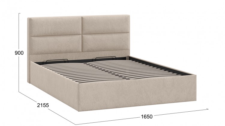 Кровать с ПМ «Глосс» Тип 1 (с подъемным механизмом) (Микровелюр Wellmart Dark Beige)