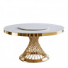 Стол обеденный Мелоди DT-018L, 140х140х75 см, белый мрамор/золото