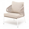 Кресло &quot;Милан&quot; плетеное из роупа, каркас алюминий светло-серый (RAL7035) шагрень, роуп серый меланж круглый, ткань светло-серая