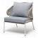 Кресло "Милан" плетеное из роупа, каркас алюминий светло-серый (RAL7035) шагрень, роуп серый меланж круглый, ткань светло-серая