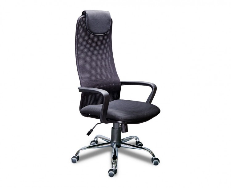 Кресло офисное / Реал / хром сетка (черная)/крестовина хром