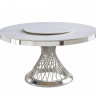 Стол обеденный Мелоди DT-018L, 140х140х75 см, белый мрамор/серебро
