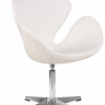 Кресло дизайнерское DOBRIN SWAN, белый кожзам P23, алюминиевое основание