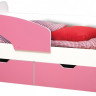 Кровать детская Дельфин, 800х1800 лдсп белый/ярко-розовый (левая)