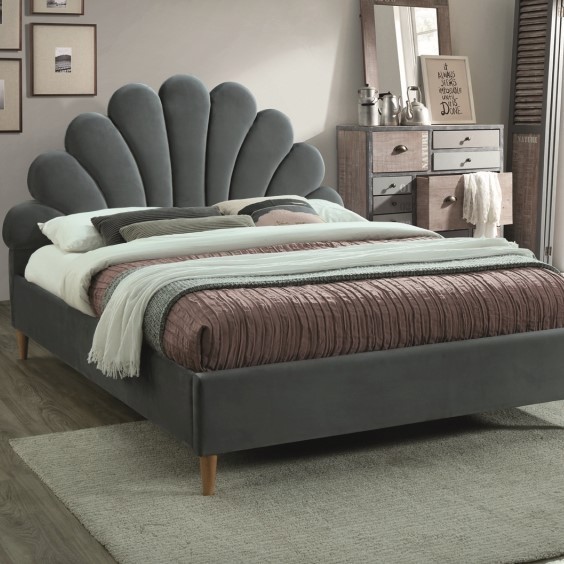 Кровать SIGNAL SANTANA VELVET (160X200, цвет серый - дуб ткань BLUVEL 14)