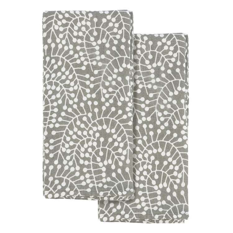 Набор из двух муслиновых полотенец серого цвета с принтом Спелая Смородина из коллекции Scandinavian touch, 50х70 см