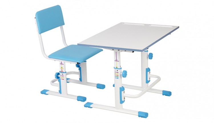 Комплект Polini kids растущая парта-трансформер M1 75х55 см и стул регулируемый L, белый-синий