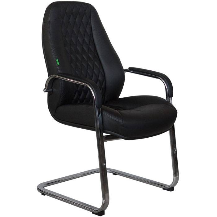Кресло Riva Chair F385 черное для посетителя, хром, кожа