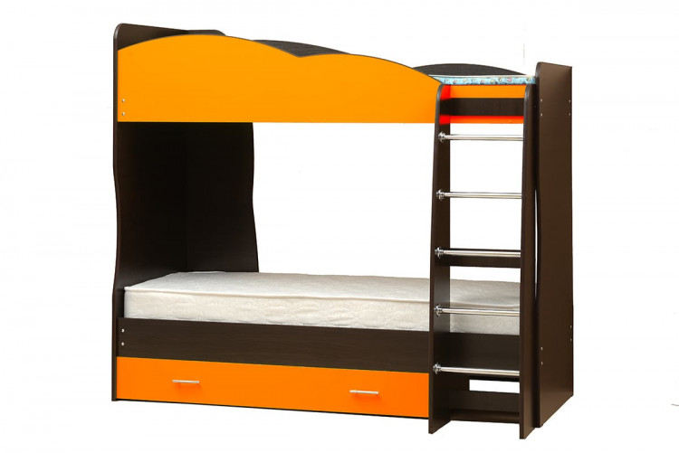 Кровать двухъярусная Юниор -2,1 (сп место 800х2000) лдсп венге + оранжевый
