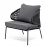 Кресло плетеное &quot;Милан&quot; из роупа, каркас алюминиевый серый, роуп темно-серый, ткань темно-серая