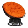 Кресло-качалка &quot;PAPASAN&quot; w 23/01 B / с подушкой / Antique brown (античный черно-коричневый), ткань Оранжевый, С 23