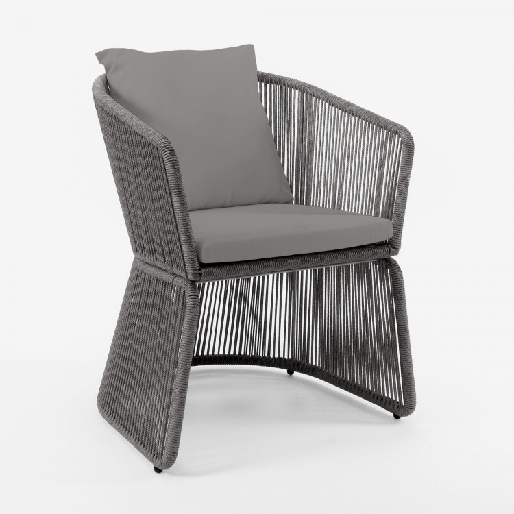 Кресло Сен-Тропе плетеное серое подушка серая