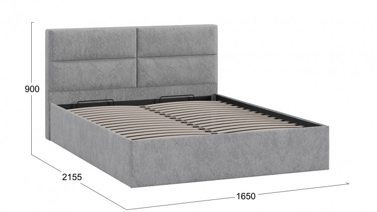 Кровать с ПМ «Глосс» Тип 1 (с подъемным механизмом) (Микровелюр Wellmart Silver)