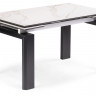 Керамический стол Давос 140х80х78 белый мрамор / черный кварц