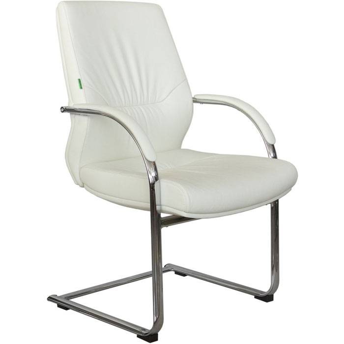 Кресло для посетителя Riva Chair C1815 белое, хром, кожа