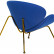 Кресло дизайнерское DOBRIN EMILY, синяя ткань AF6, золотое основание