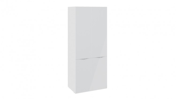 Шкаф для одежды с 2 дверями со стеклом «Глосс» (Белый глянец/Стекло )