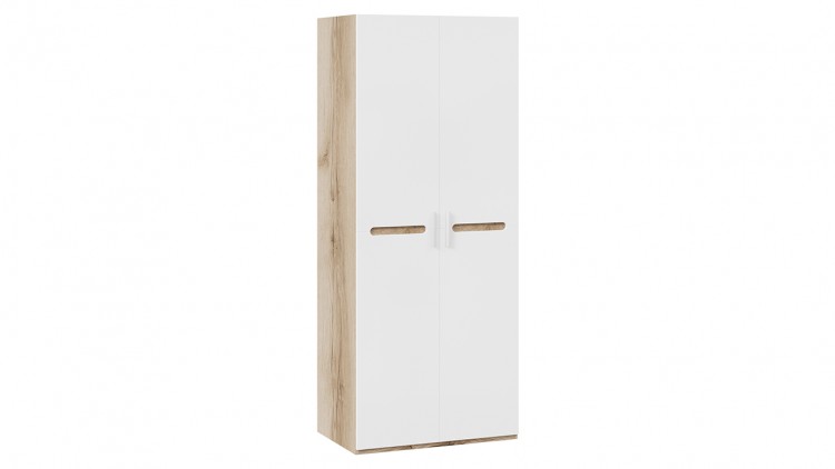 Шкаф для одежды с 2-мя дверями «Фьюжн» (Белый глянец/Дуб Делано)