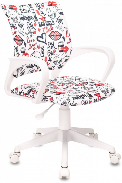 Кресло детское Бюрократ BUROKIDS 1 W, обивка: ткань, цвет: мультиколор, рисунок красные губы