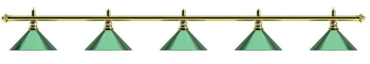 Лампа на пять плафонов "Evergreen" (золотистая штанга, зеленый плафон D35см)
