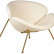 Кресло дизайнерское DOBRIN EMILY, белый винил YP17, золотое основание