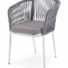 Плетеный стул &quot;Марсель&quot; из роупа (веревки), каркас белый, цвет светло-серый, ткань Neo ASH