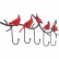 Вешалка Parrots, коллекция "Попугаи" 72*22*5, Сталь, Красный