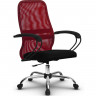 Кресло для руководителя Метта SU-CP-8P (SU-СК130-8P) Ch красный, сетка/ткань, крестовина хром, пиастра