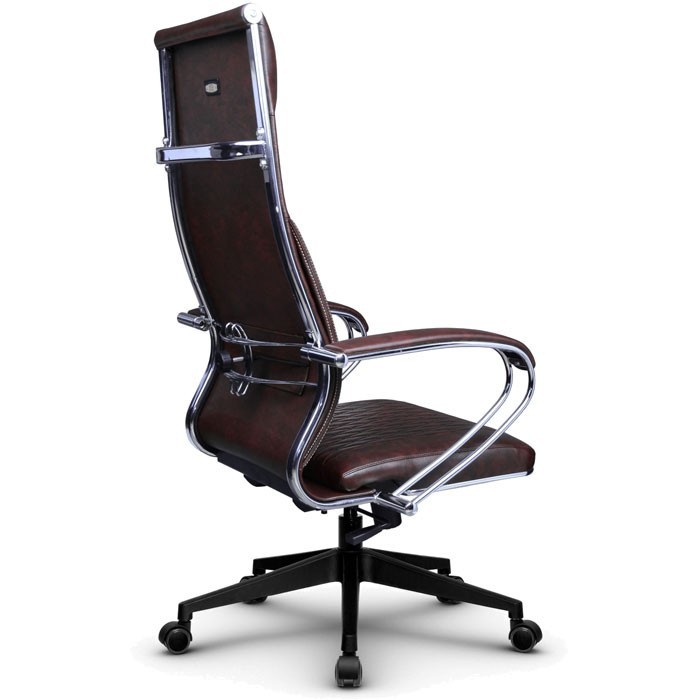 Кресло для руководителя Метта L 1c 44B/K темно-бордовый, NewLeather, топ-ган, крестовина хром