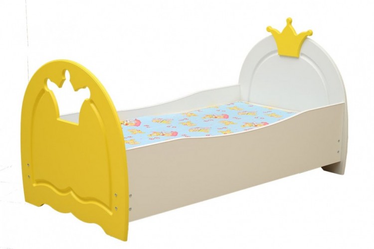 Кровать детская Корона, 800х1600 мдф мат белый/желтый