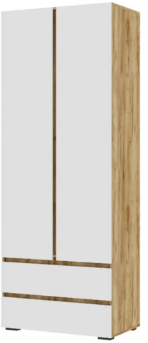 Шкаф 2х створчатый Хелен ШК 01 (0,800х2,100х0,460), белый/дуб крафт золото