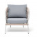 "Диего" кресло плетеное из роупа, каркас алюминий светло-серый (RAL7035) шагрень, роуп бежевый круглый, ткань светло-серая