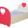 Кровать детская Сердце, 700х1400 мдф мат белый/малина