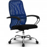 Кресло для руководителя Метта SU-CP-8P (SU-СК130-8P) Ch синий, сетка/ткань, крестовина хром, пиастра
