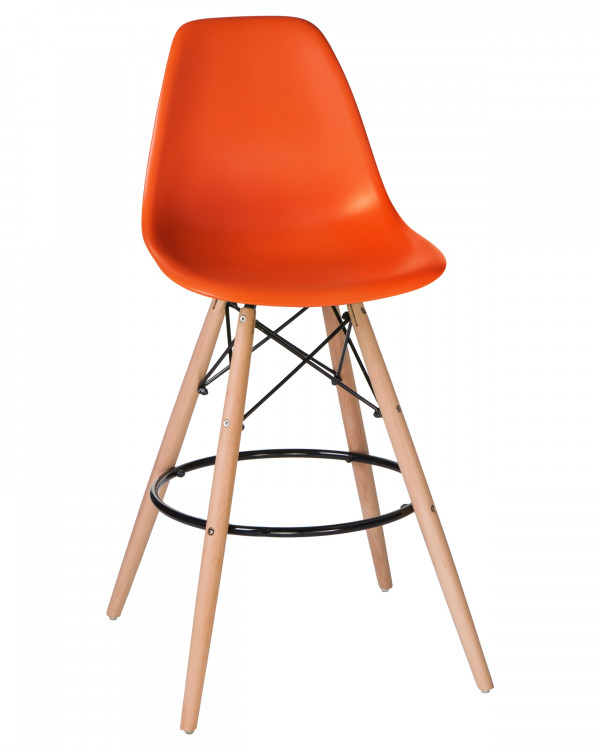 Стул барный DOBRIN DSW BAR, ножки светлый бук, цвет сиденья оранжевый (O-02)