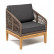 Кресло плетеное "Канны" из роупа, основание дуб, роуп коричневый круглый, ткань темно-серая