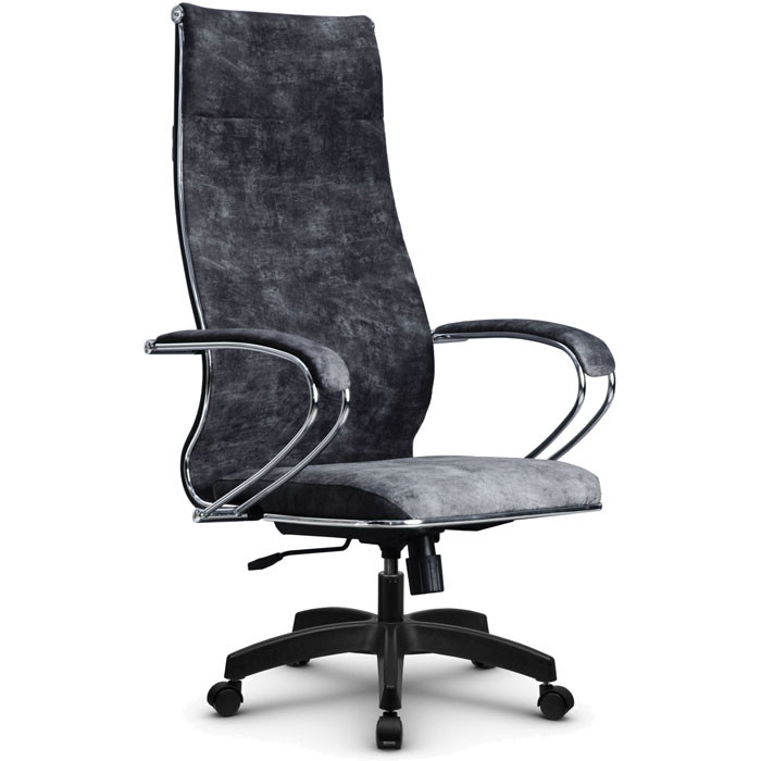 Кресло для руководителя Метта L 1m 42/K118 темно-серый, велюр, топ-ган, крестовина пластик