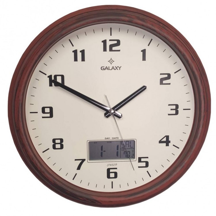 Настенные часы с термометром и гигрометром GALAXY T-1971-F